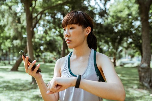 woman wearing fitness watch